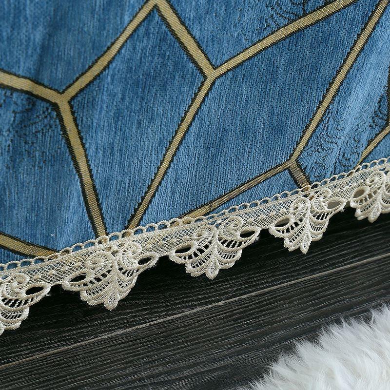 ソファーカバー 幾何学模様レース縁取り二人掛けソファーカバー