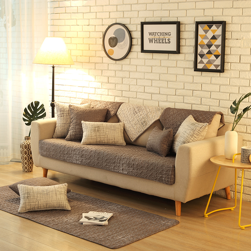 ソファーカバー 格子柄キルティング二人掛けソファーマット