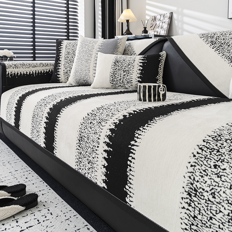 ソファーカバー 手織り風抽象模様ジャガード織り2人掛け用カバー