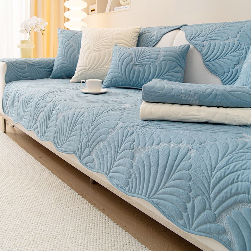 ソファーカバー リーフ刺繍キルティング厚手ソファーカバー