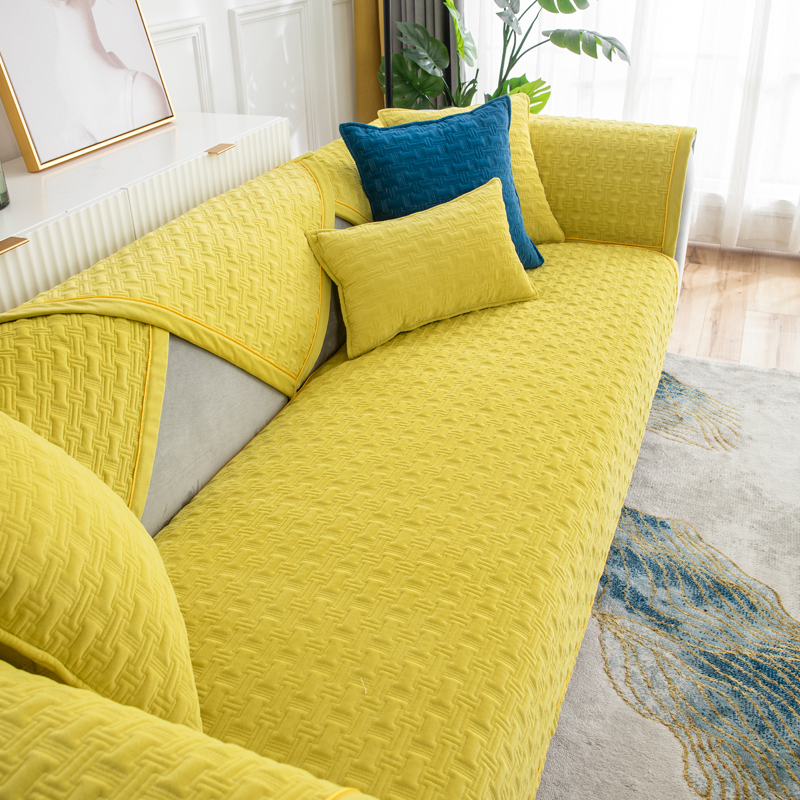 ソファーカバー キルティング織り模様付き2人掛けソファーカバー