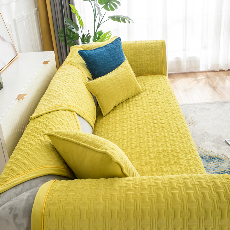 ソファーカバー キルティング織り模様付き2人掛けソファーカバー