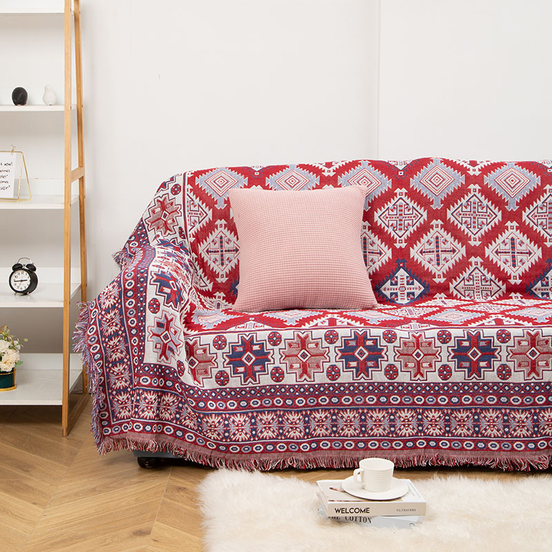 ソファーカバー 民族調幾何学模様ソファーカバー二人掛け用マルチカバー
