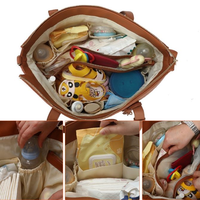 革バッグレディース 大容量多機能房飾り付きママバッグ