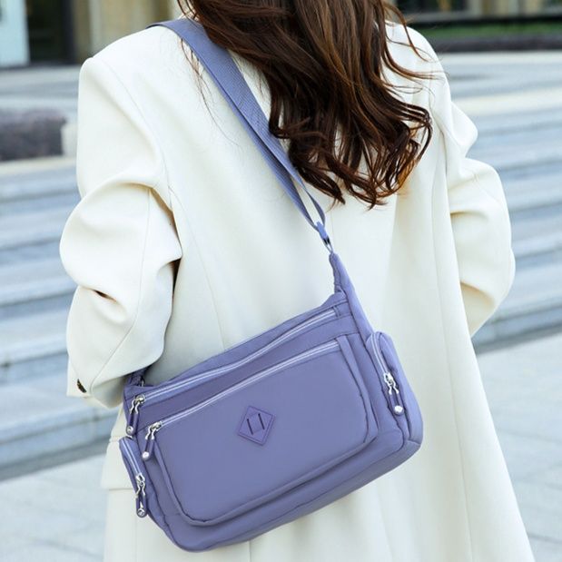 革バッグレディース 多機能ポケット付き斜め掛け対応ハンドバッグ