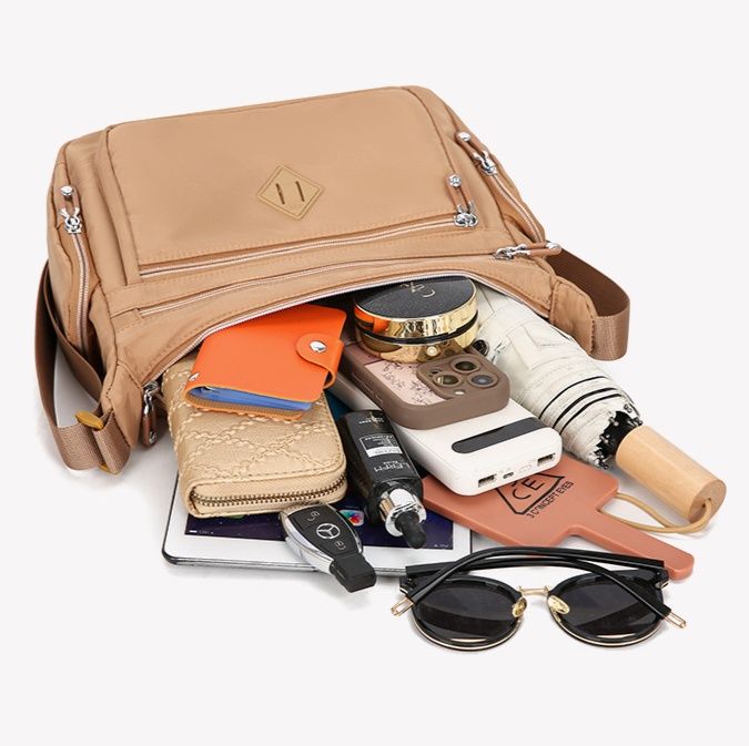 革バッグレディース 多機能ポケット付き斜め掛け対応ハンドバッグ