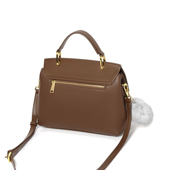 革バッグレディース 上品な金具使いの二層式革ハンドバッグ