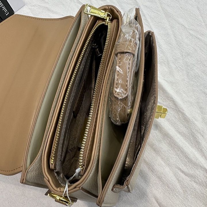 革バッグレディース 編み込みハンドル付き上品フラップハンドバッグ