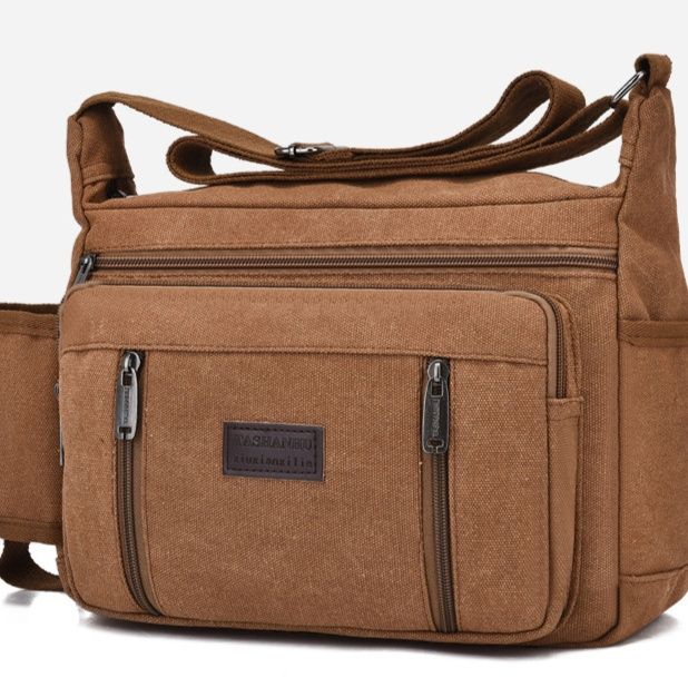 革バッグレディース 多機能ポケット付きキャンバス調トートバッグ