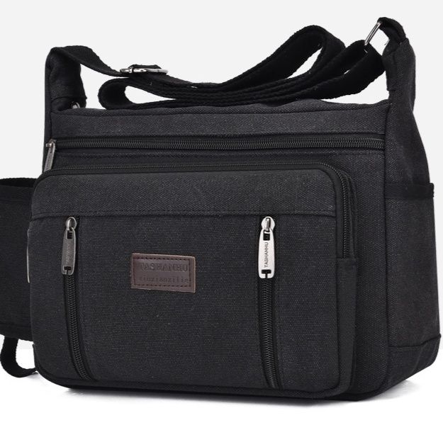 革バッグレディース 多機能ポケット付きキャンバス調トートバッグ