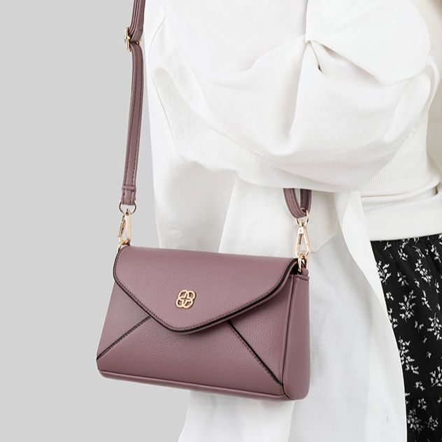 革バッグレディース 封筒型本革フラップハンドバッグ