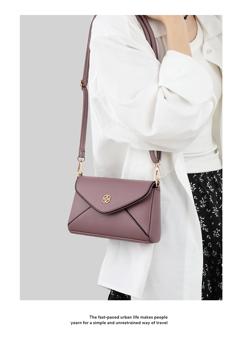 革バッグレディース 封筒型本革フラップハンドバッグ