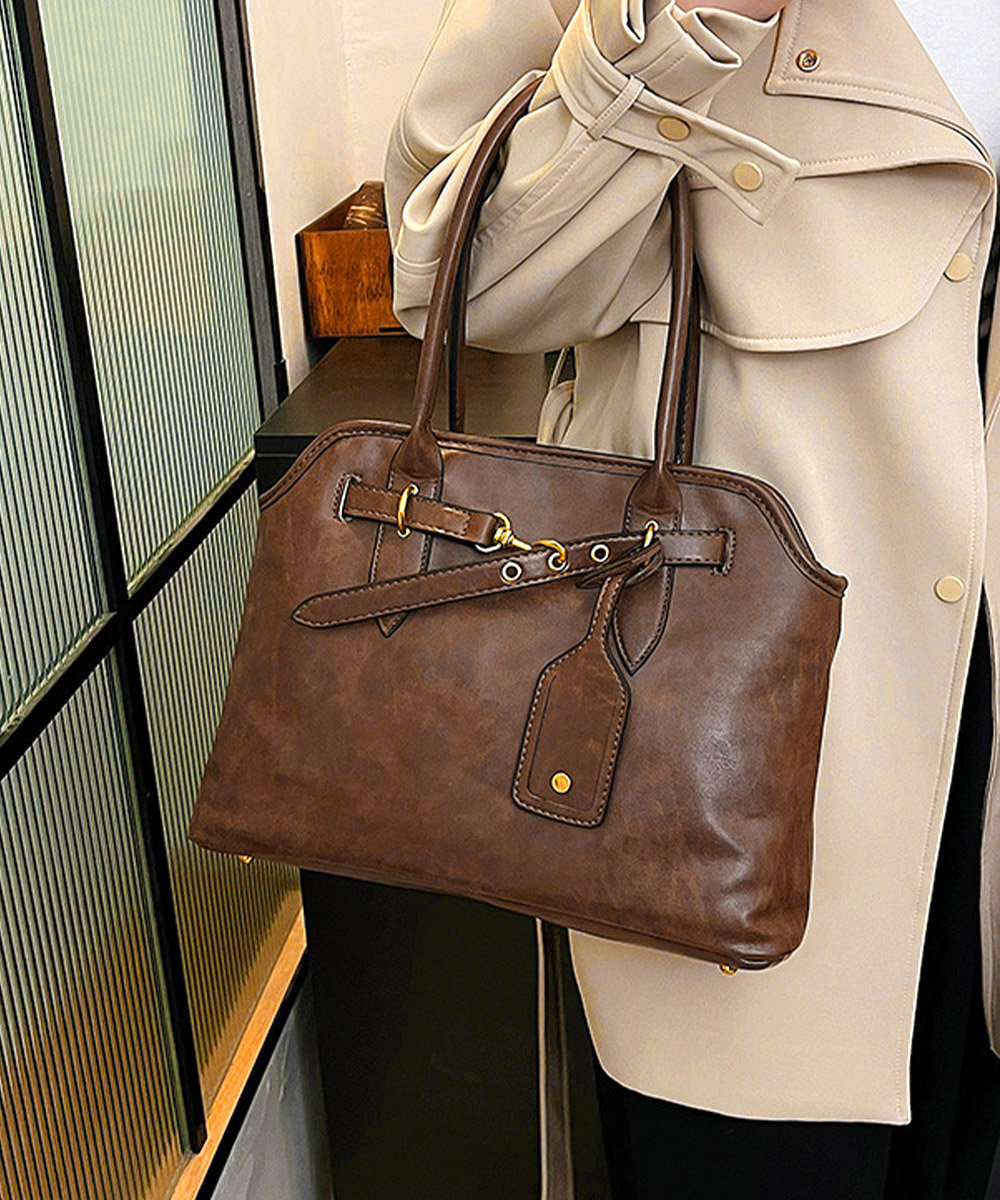 革バッグレディース 復古調ハンドバッグ 肩掛け通勤鞄 大容量