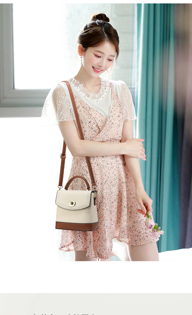 革バッグレディース 上品な真珠風装飾付き二重構造革製小型ハンドバッグ