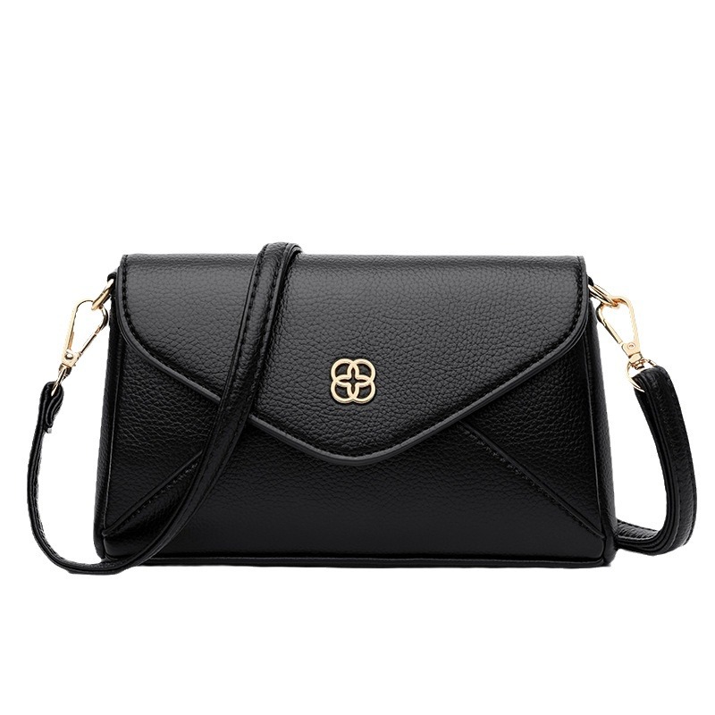 革バッグレディース 封筒型本革フラップハンドバッグ