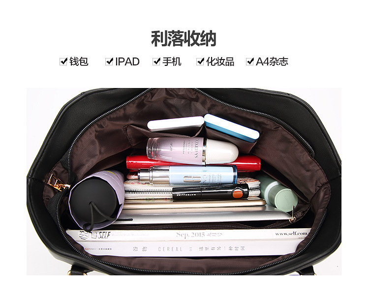 革バッグレディース 上品な金具装飾付き本革大容量トートバッグ