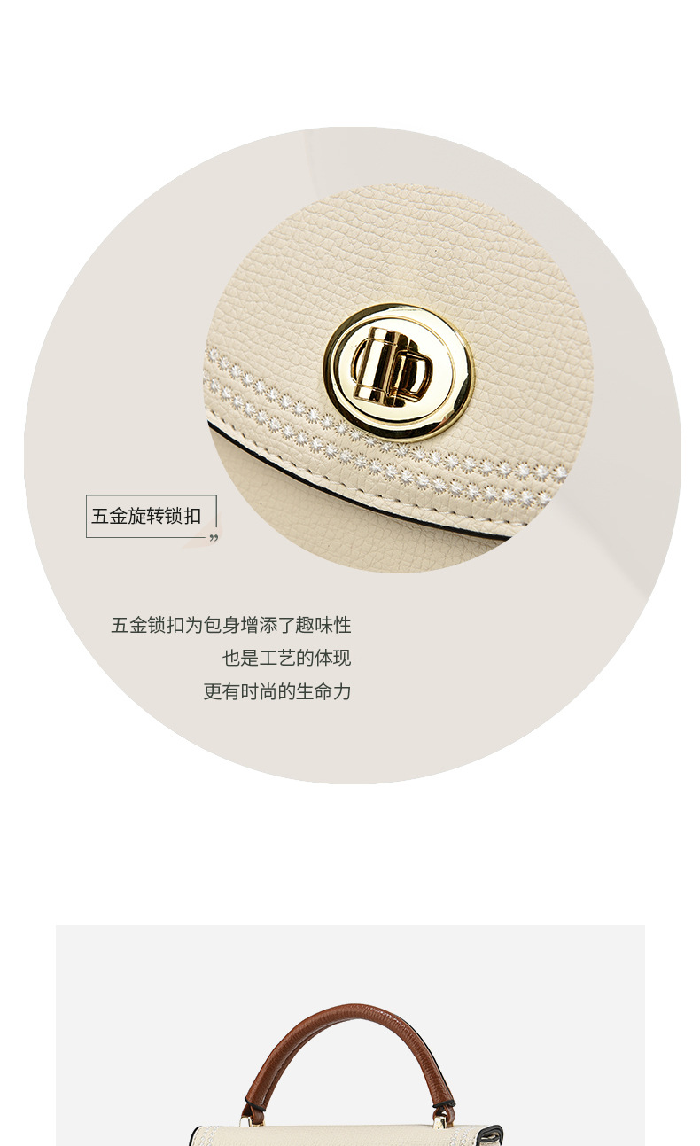 革バッグレディース 上品な真珠風装飾付き二重構造革製小型ハンドバッグ