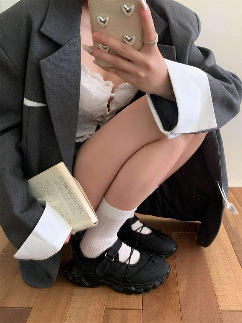 ローファーレディース クッション厚底ストラップシューズ
