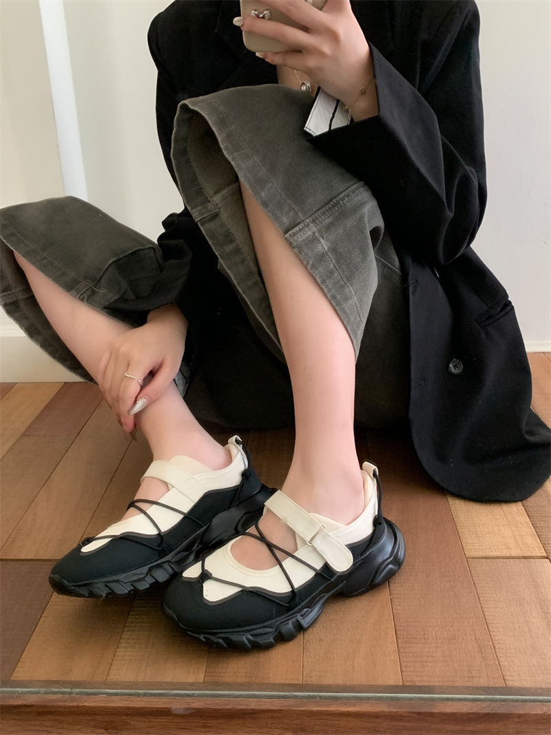 ローファーレディース クッション厚底ストラップシューズ