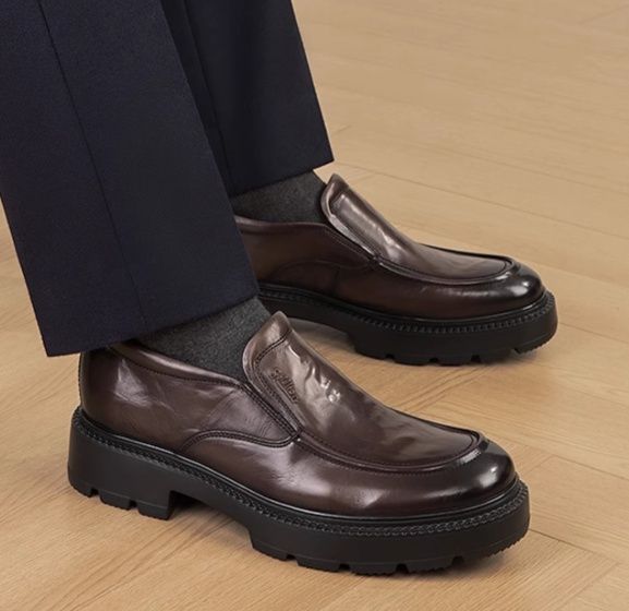 メンズローファー 厚底 クラシック厚底スリッポンローファー