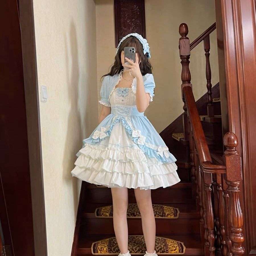 ロリータファッション 姫系フリル重ねレースワンピース