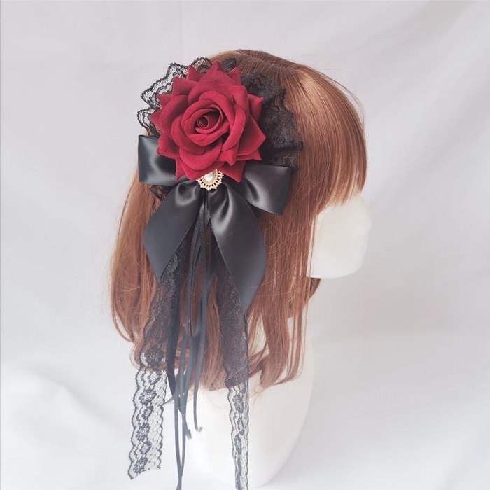 ロリータファッション 【ゴスロリ】ゴシックロリータ 薔薇2way髪飾り