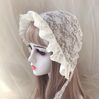 甘ロリータ】お花の刺繍のボンネット ロリータファッション その他
