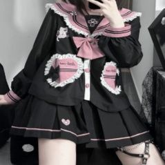 ロリータファッション ゴスロリ風セーラー服上下セット