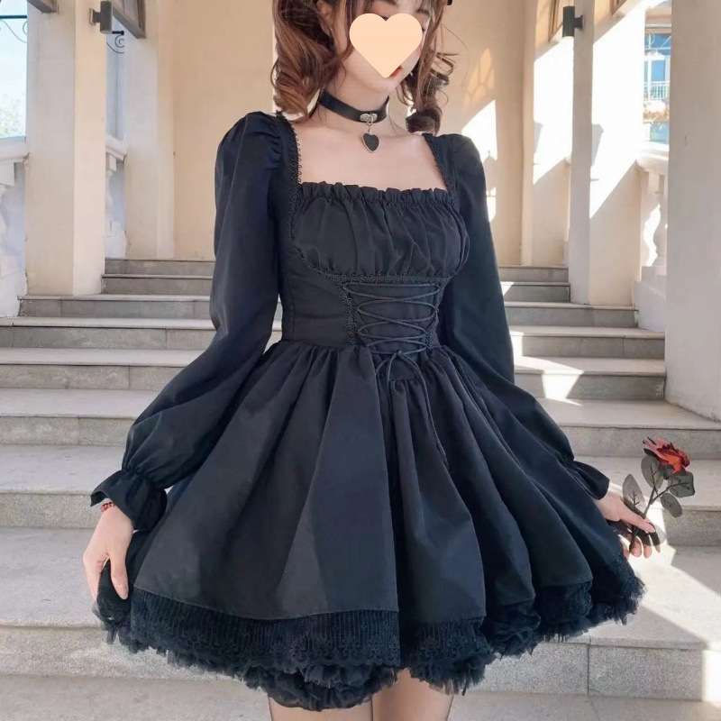 ロリータファッション ふんわりゴシック姫袖ワンピース
