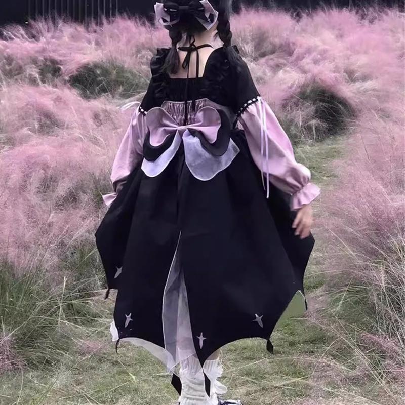 ロリータファッション 星空十字架リボンドレス