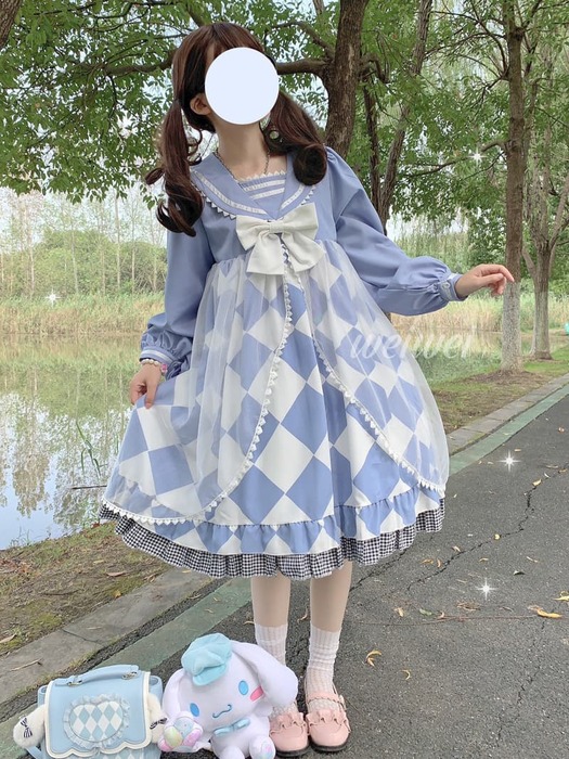 ロリータファッション 【甘ロリータ】セーラー服×アリス×ロリータワンピース