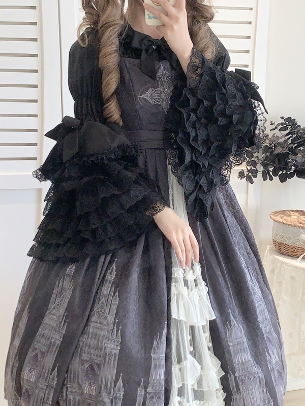 ロリータファッション 甘ロリータ レース長袖ブラウス 姫袖フリル女性用