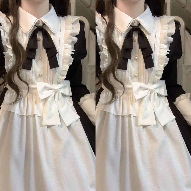 ロリータファッション 優雅なメイド風フリルワンピース