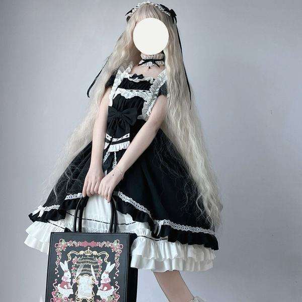 ロリータファッション 姫袖フリルレース重ね襟ワンピース