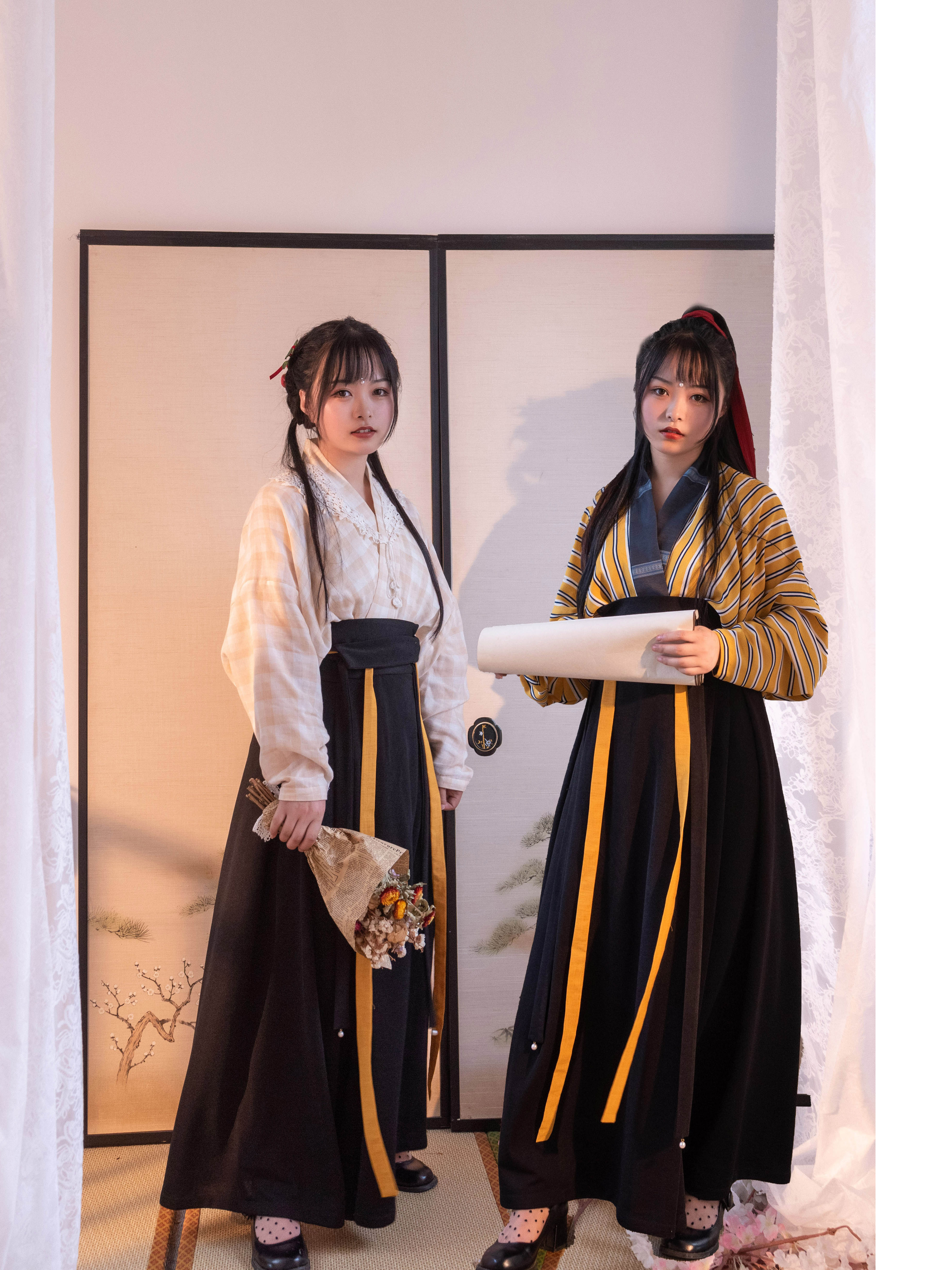 ロリータファッション 袴風二重仕立て姫衣装