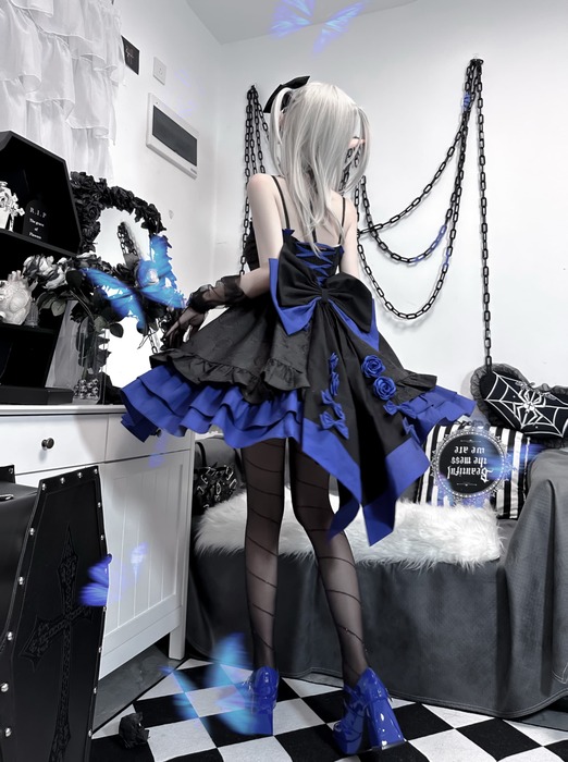 ロリータファッション 【ゴスロリ】ハロウィンブラックローズバック