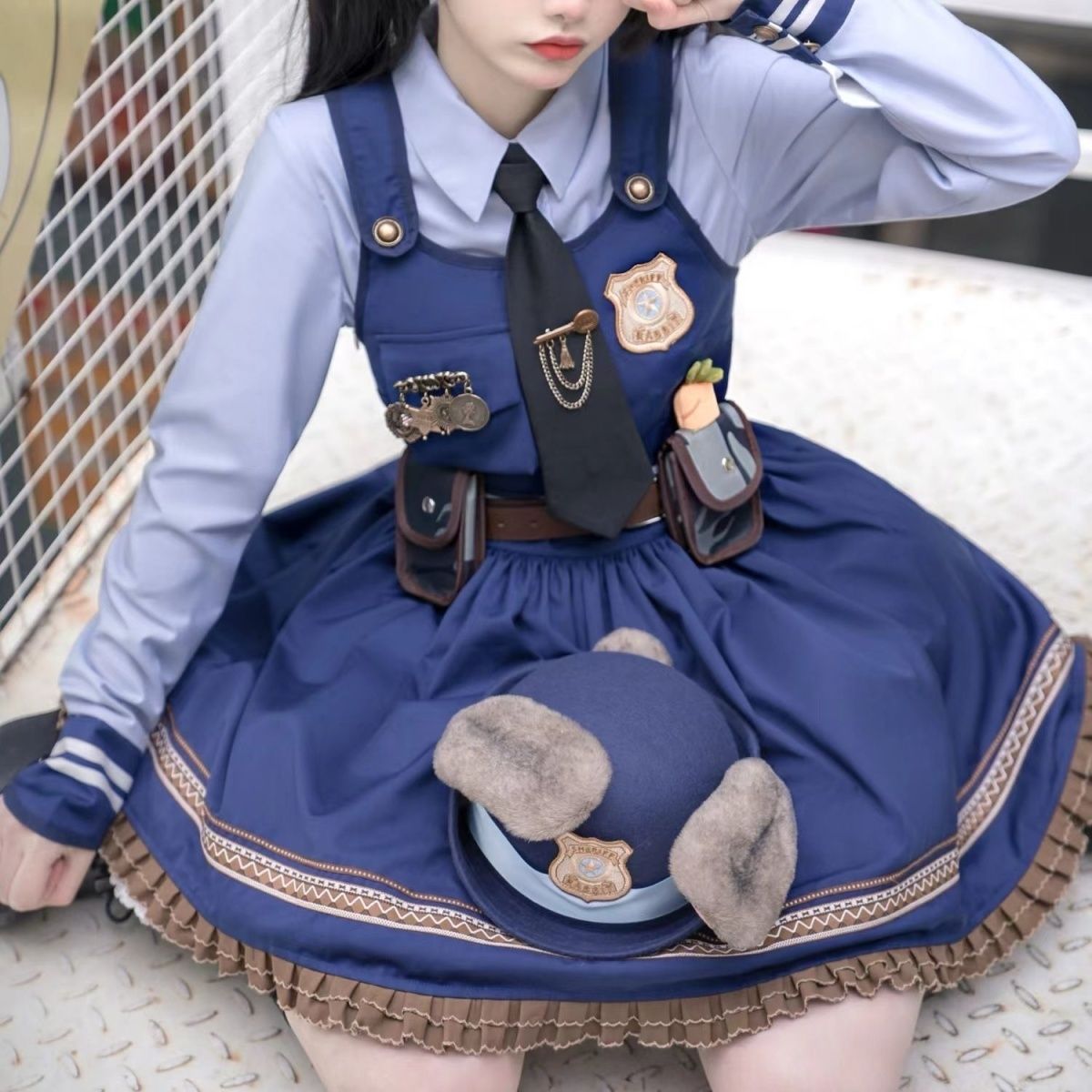 ロリータファッション 海軍士官風セーラーカラー軍服ワンピース