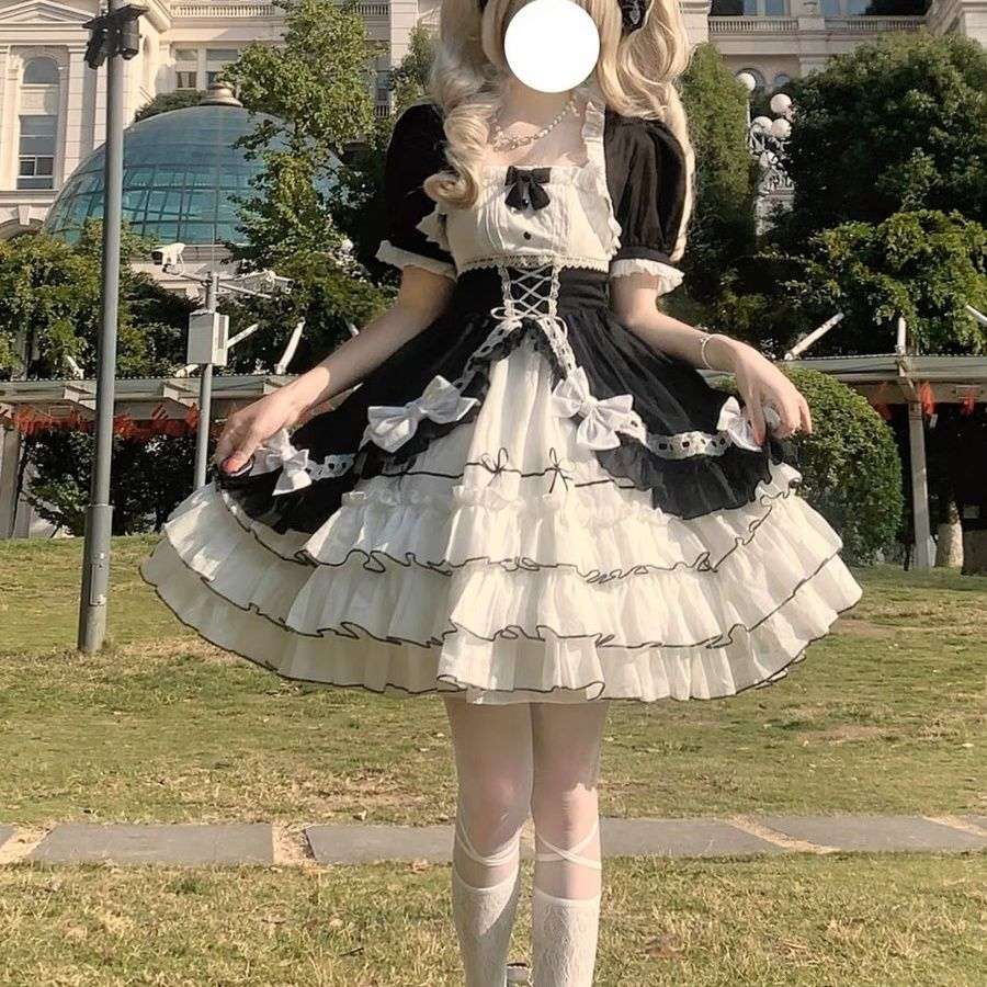 ロリータファッション 姫系フリル重ねレースワンピース