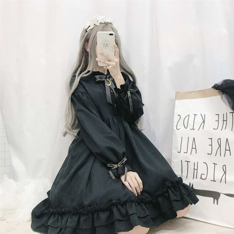 ロリータファッション 天使の翼付き姫袖フリルワンピース