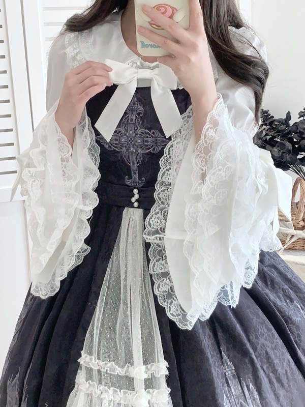 ロリータファッション 甘ロリータ レース長袖ブラウス 姫袖フリル女性用