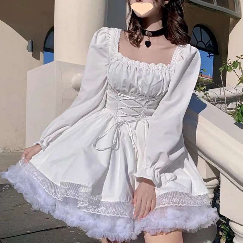 ロリータファッション ふんわりゴシック姫袖ワンピース