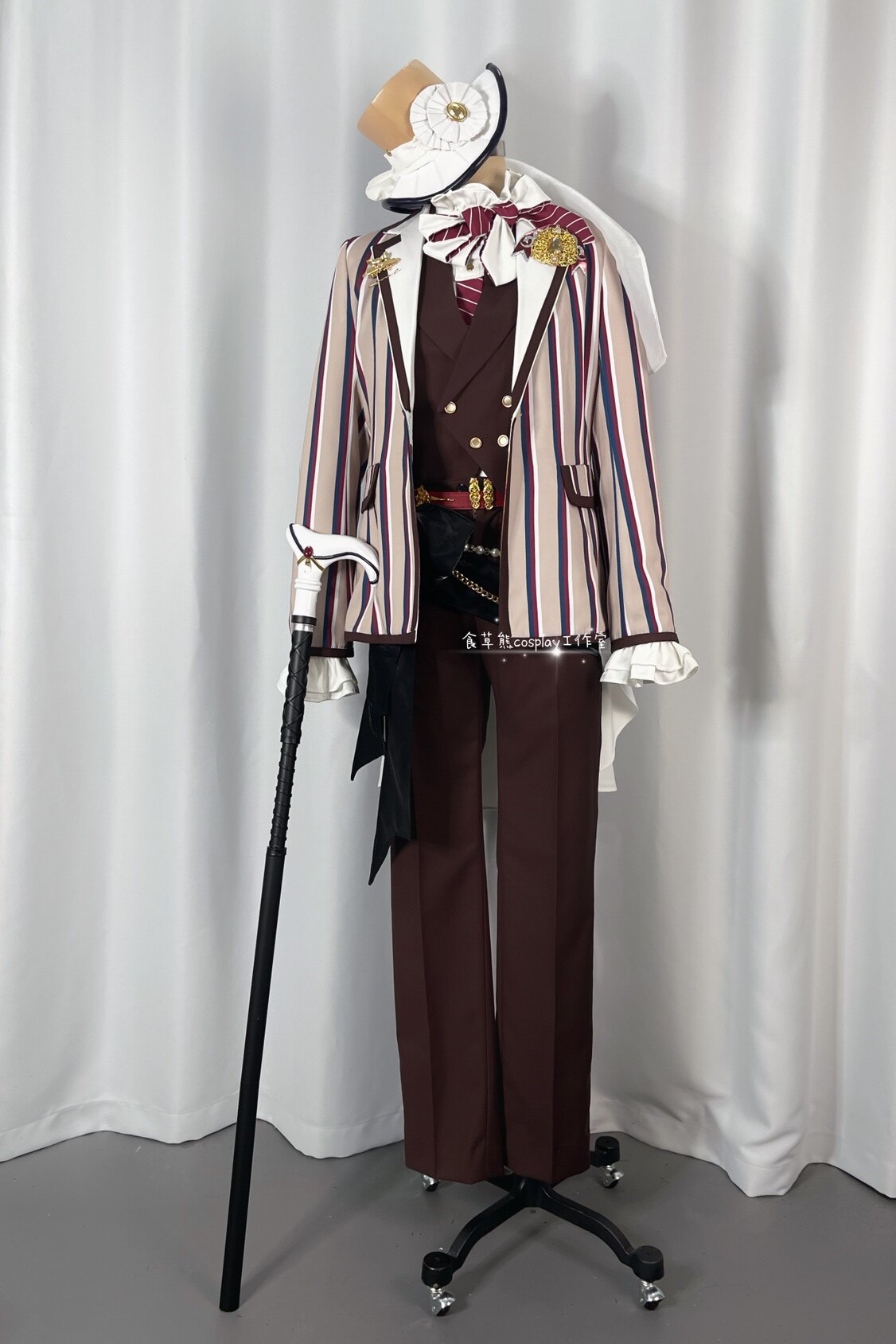 ロリータファッション 縦縞紳士風フリル袖ジャケット皇子セット