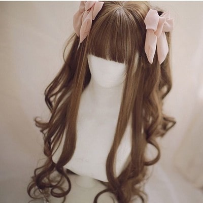 ロリータファッション 【甘ロリータ】シルクロングカールヘアウィッグ