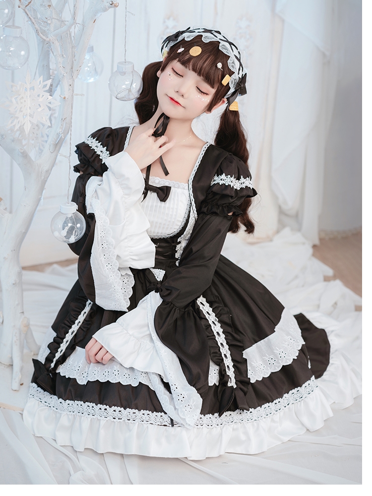 ロリータファッション【ゴスロリ】メイド風ワンピース