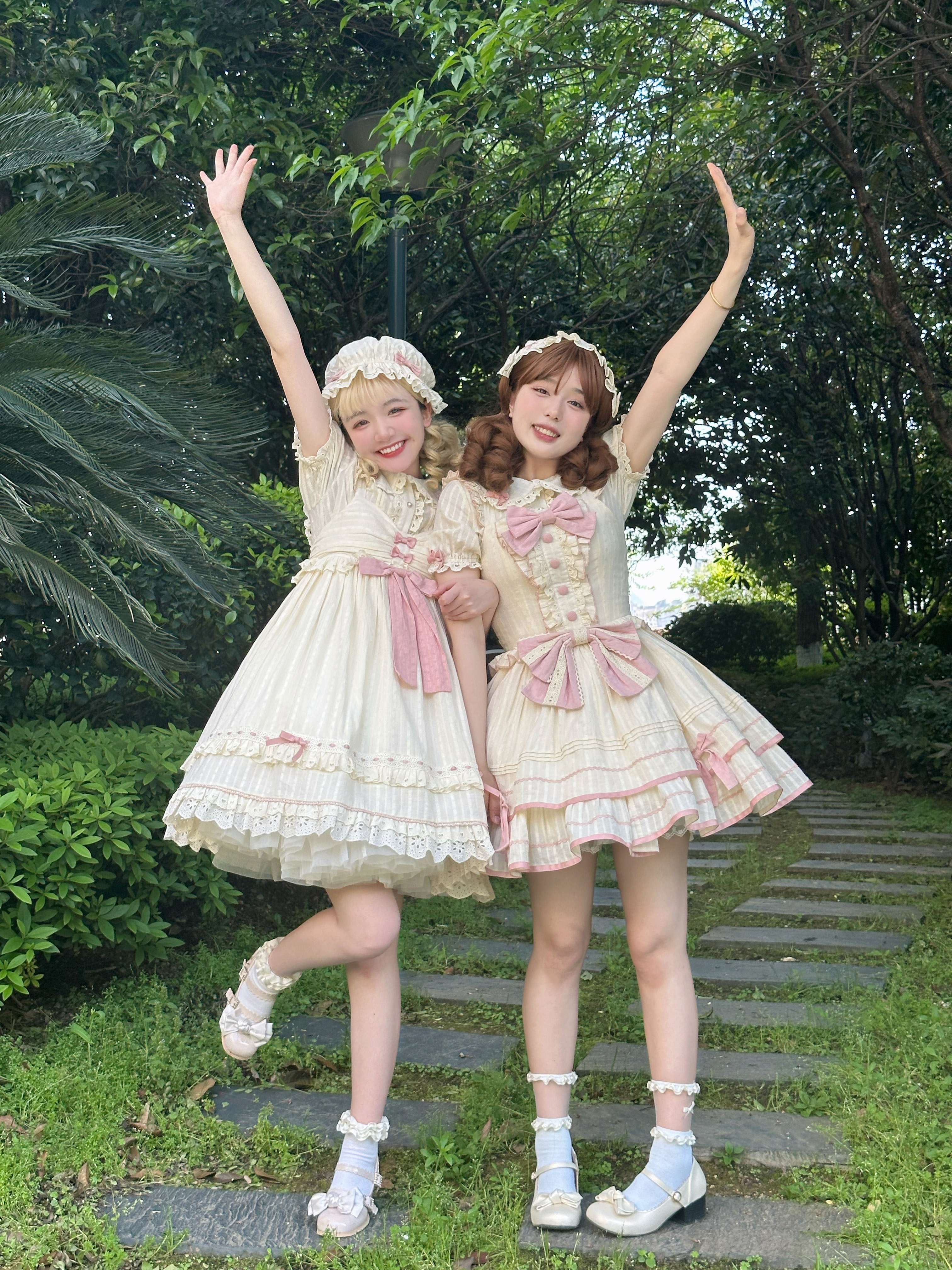 ロリータファッション うさぎリボン姫袖ワンピース