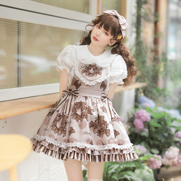 ロリータファッション 【甘ロリータ】チョコレートラブリー甘ロリータワンピース