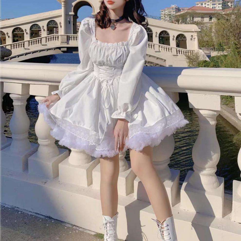 ロリータファッション ふんわりゴシック姫袖ワンピース