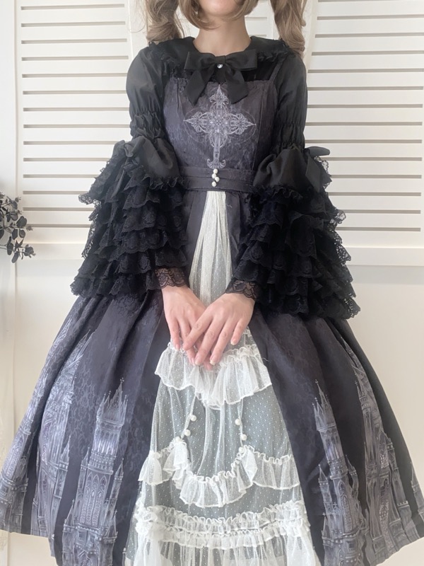 ロリータファッション 甘ロリータ レース長袖ブラウス 姫袖フリル女性用
