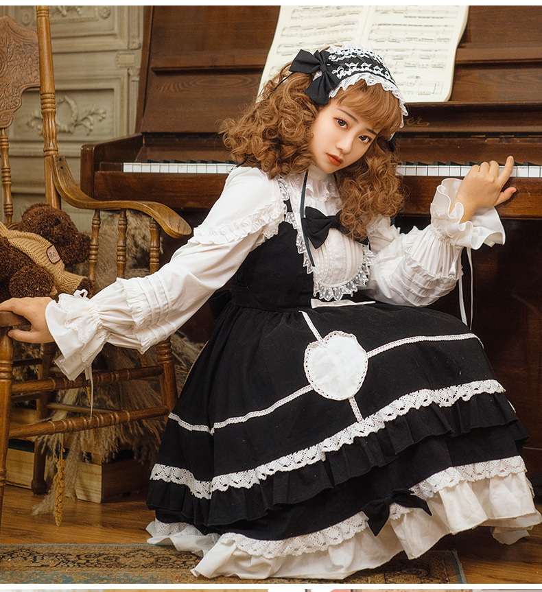 ロリータファッション【ゴスロリ】メイド風ラブリーワンピース