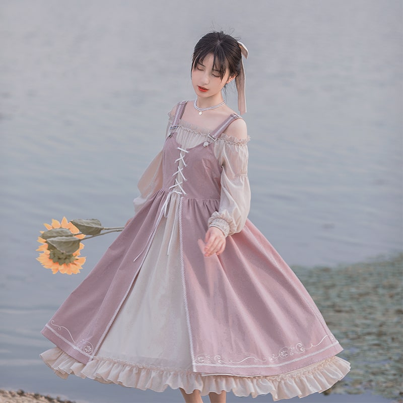 ロリータファッション【甘ロリータ】秋重ね着ロングスカート